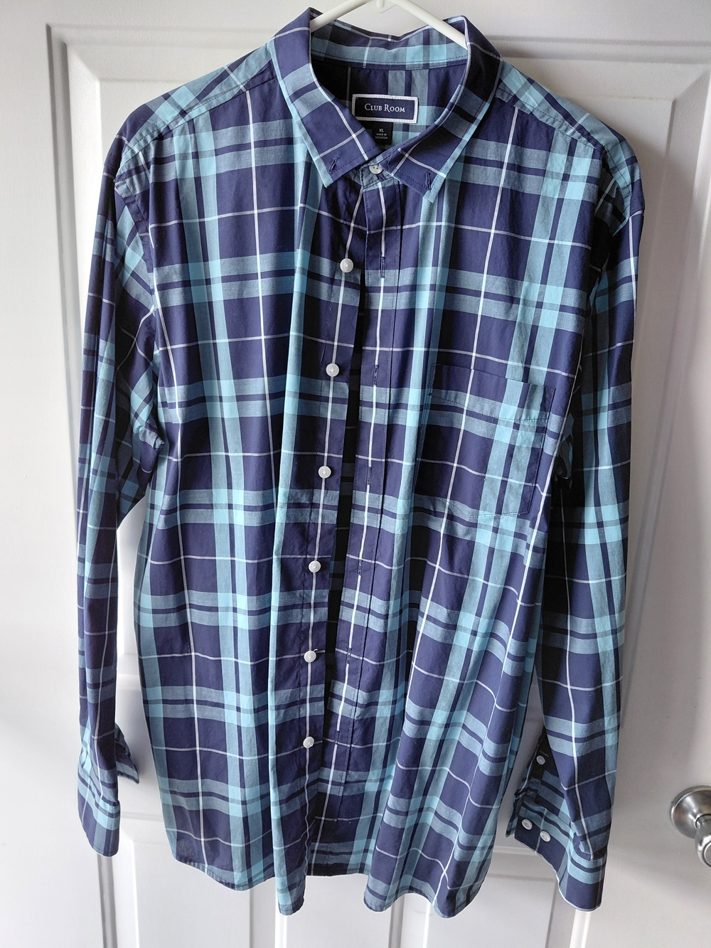 Club Room Navy & Light Blue Plaid Button-Down Shirt